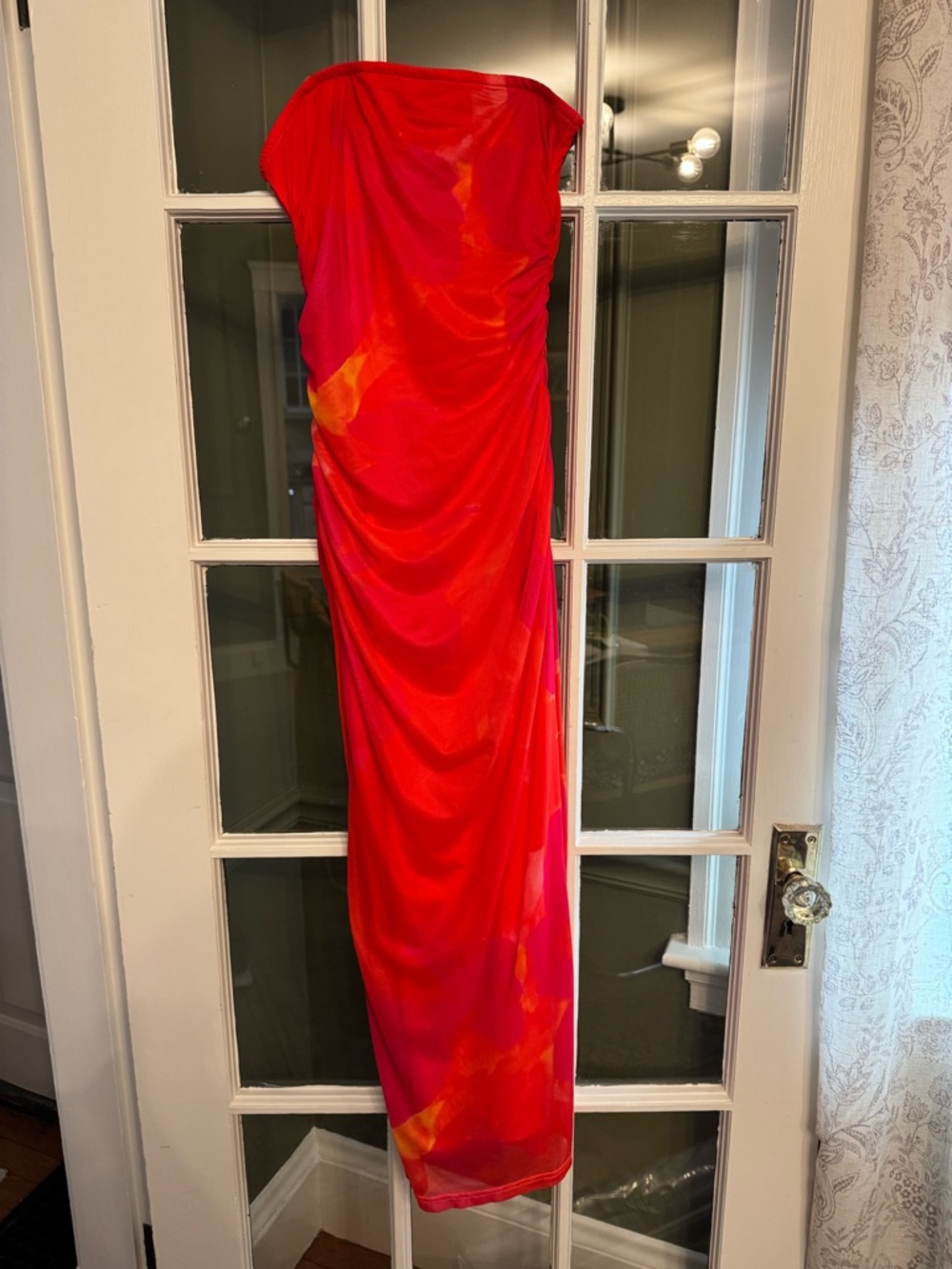 Striking Red Draped Maxi Dress